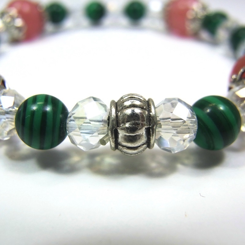 天然石 パワーストーン ブレスレット◆Ver.G チェリークォーツ・マラカイト◆lalalady-100
