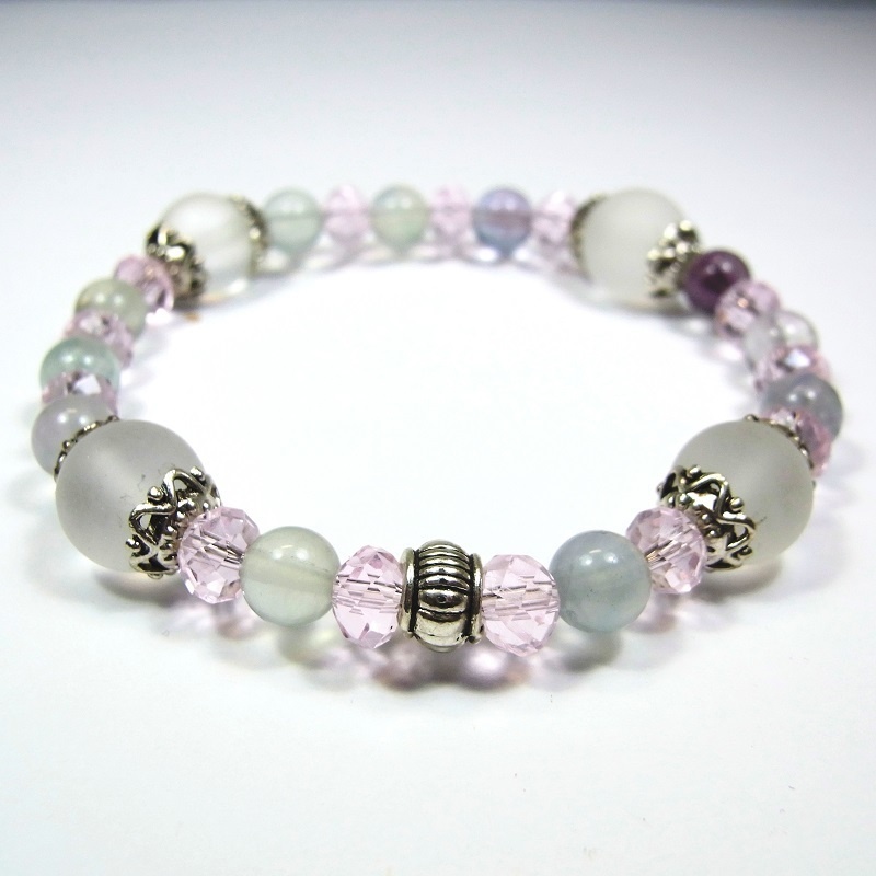 天然石 パワーストーン ブレスレット◆Ver.G クリスタル・フローライト◆lalalady-99