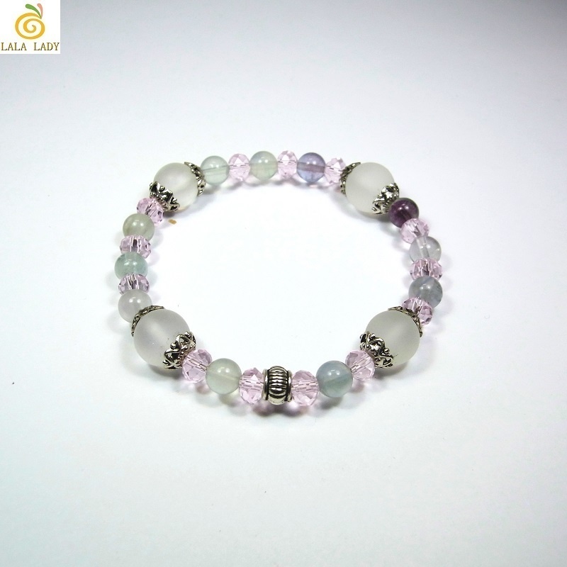 天然石 パワーストーン ブレスレット◆Ver.G クリスタル・フローライト◆lalalady-99