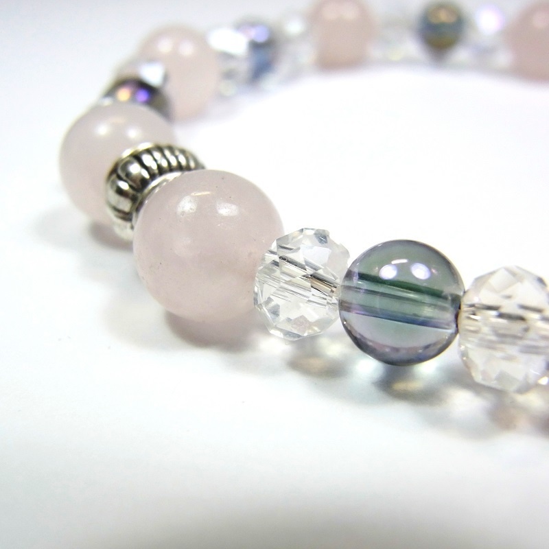 天然石 パワーストーン ブレスレット◆Ver.SP ローズクォーツ・オーラ◆lalalady-98