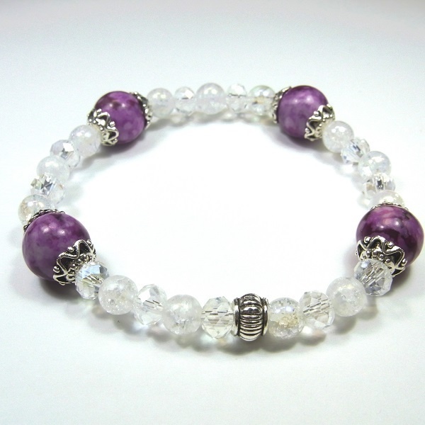 天然石 パワーストーン ブレスレット◆Pixie パープルライト◆lalalady-90