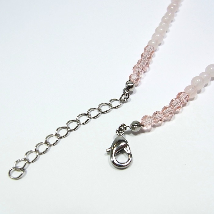 天然石 パワーストーン◆恋愛運◆Pixie ハートネックレス ローズクォーツ◆lalalady-103