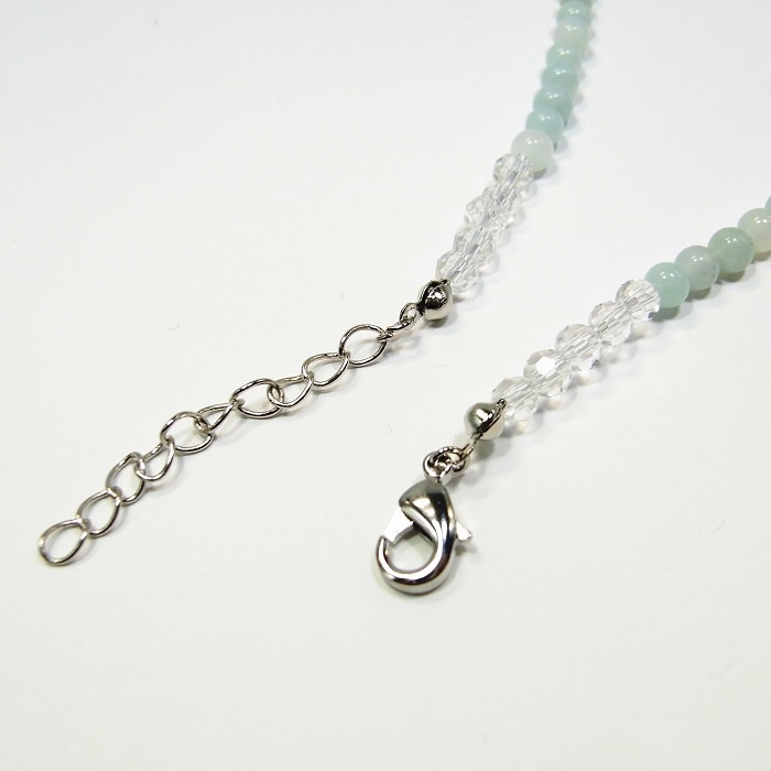 天然石 パワーストーン◆全体運◆ハートネックレス アマゾナイト◆lalalady-108