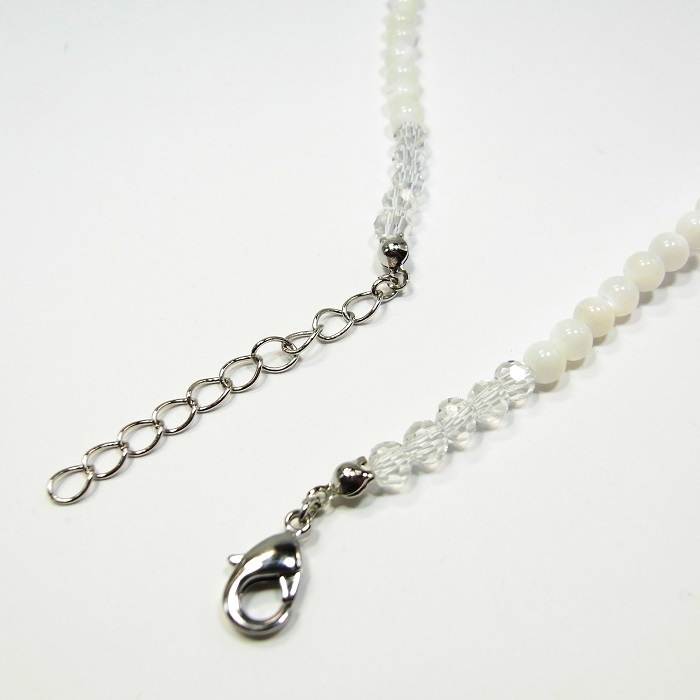 天然石 パワーストーン◆家庭運◆ハートネックレス マザー・オブ・パール◆lalalady-107