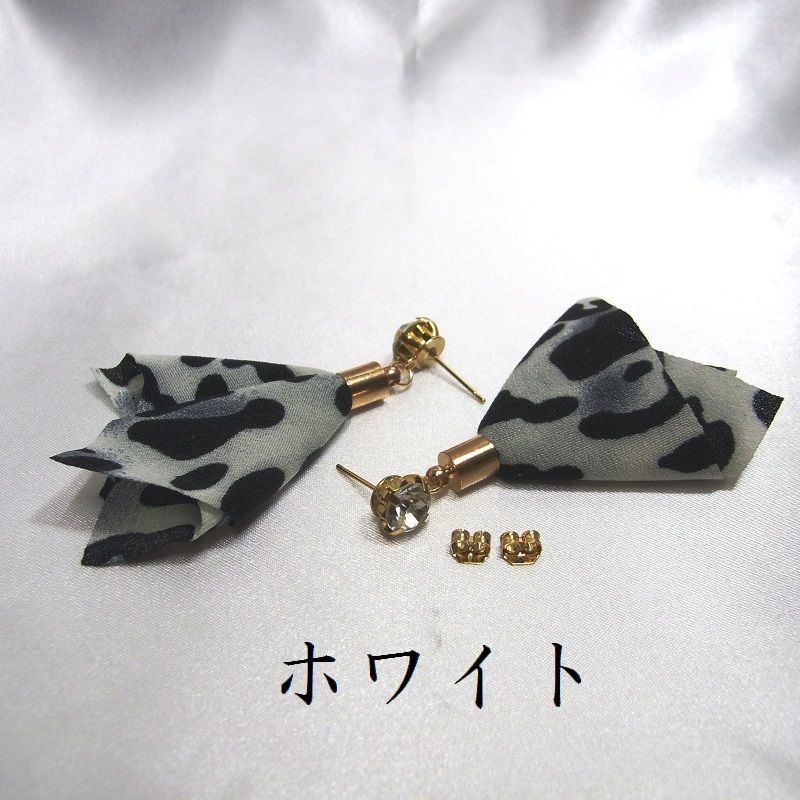 スタッドピアス 7mmA級ガラス&ヒョウ柄タッセル 2カラー ANGEL FACTORY lalalady-227