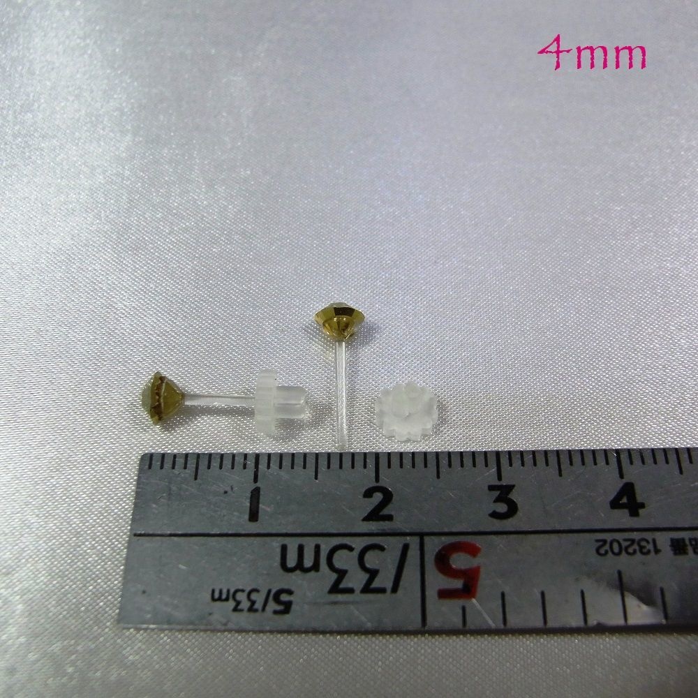 自由に選べる3セット(6個入り)樹脂製スタッドピアス 4mm アクリルストーン 13カラー lalalady-232