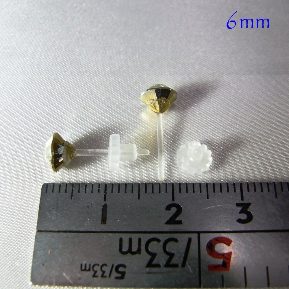 自由に選べる3セット(6個入り)樹脂製スタッドピアス 6mm アクリルストーン 13カラー lalalady-235