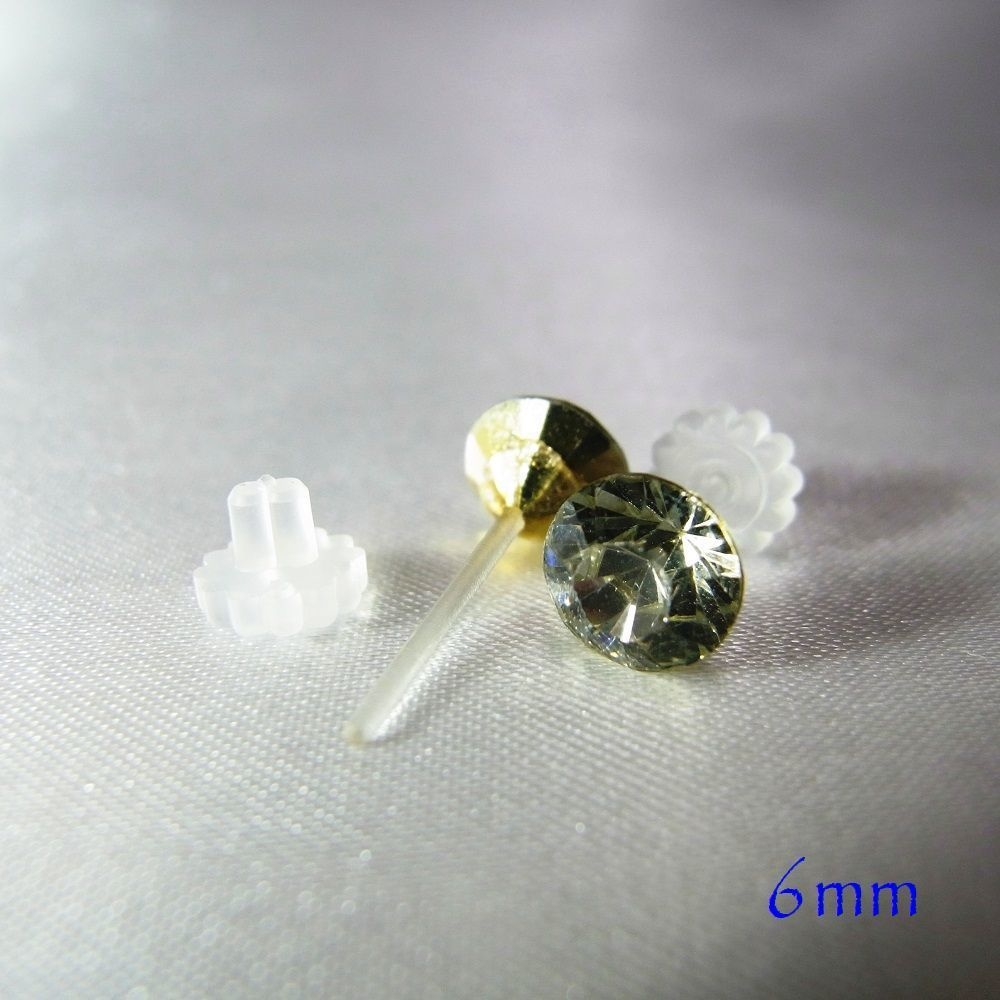 自由に選べる3セット(6個入り)樹脂製スタッドピアス 6mm アクリルストーン 13カラー lalalady-235