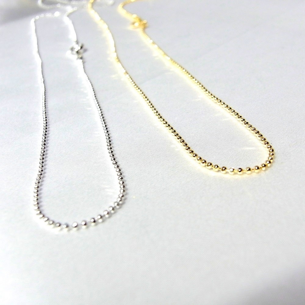 2カラー 1mmカットボール チェーンネックレス lalalady-238