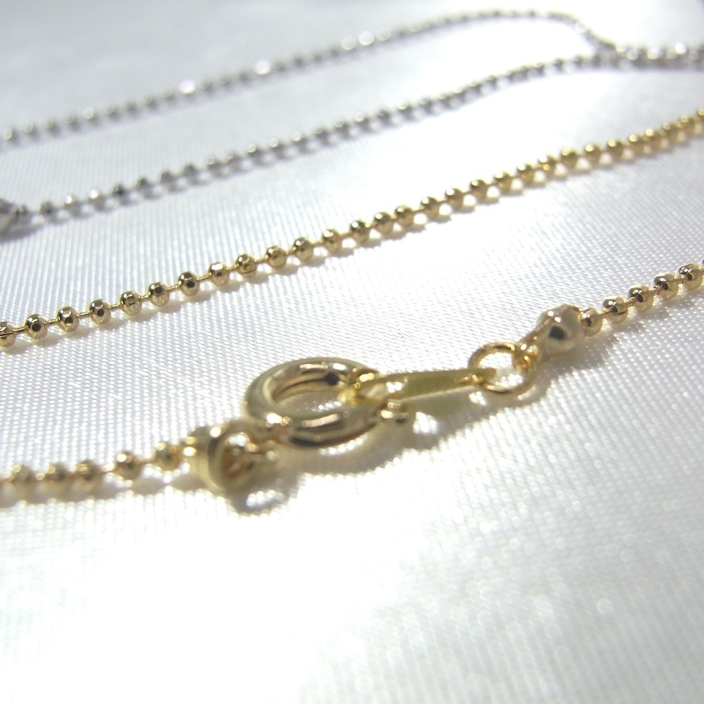 2カラー 1mmカットボール チェーンネックレス lalalady-238