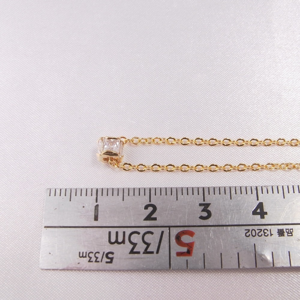 ネックレス K16GP プリティスクエア キュービックジルコニア ANGEL FACTORY lalalady-243