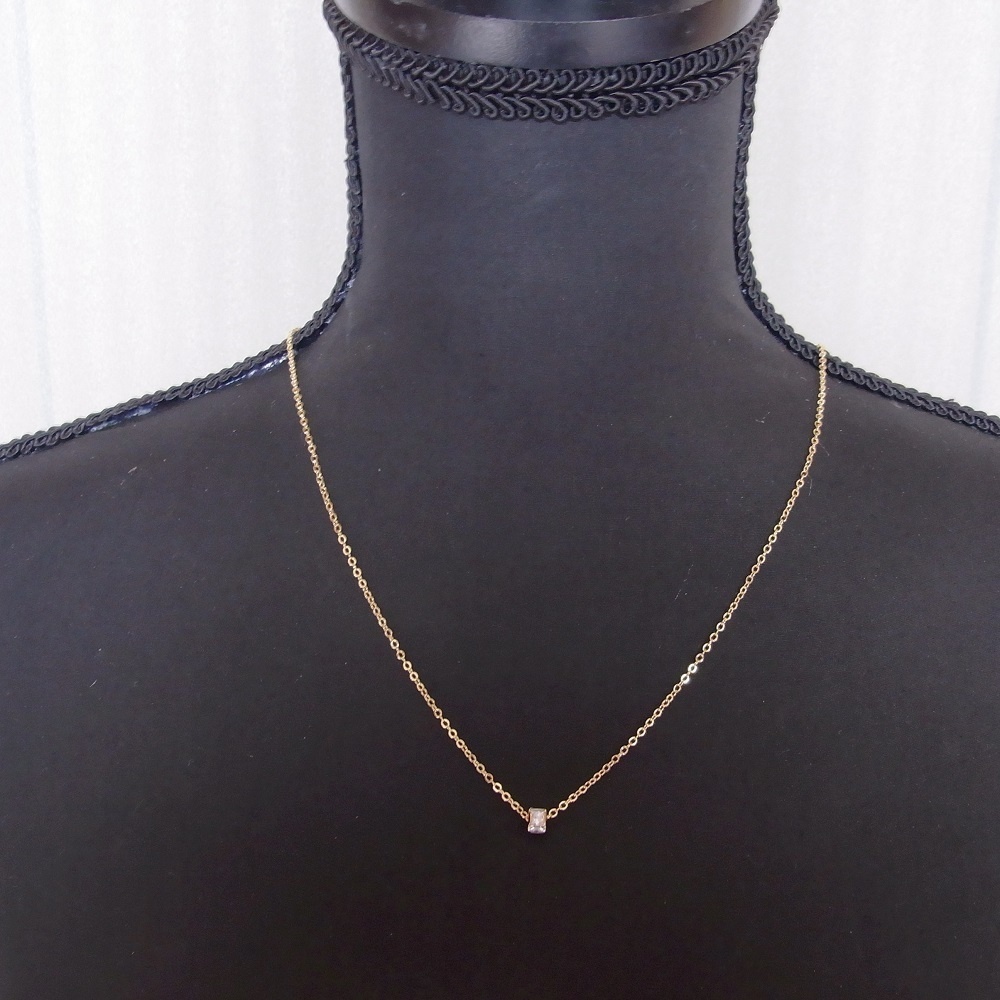 ネックレス K16GP プリティスクエア キュービックジルコニア ANGEL FACTORY lalalady-243