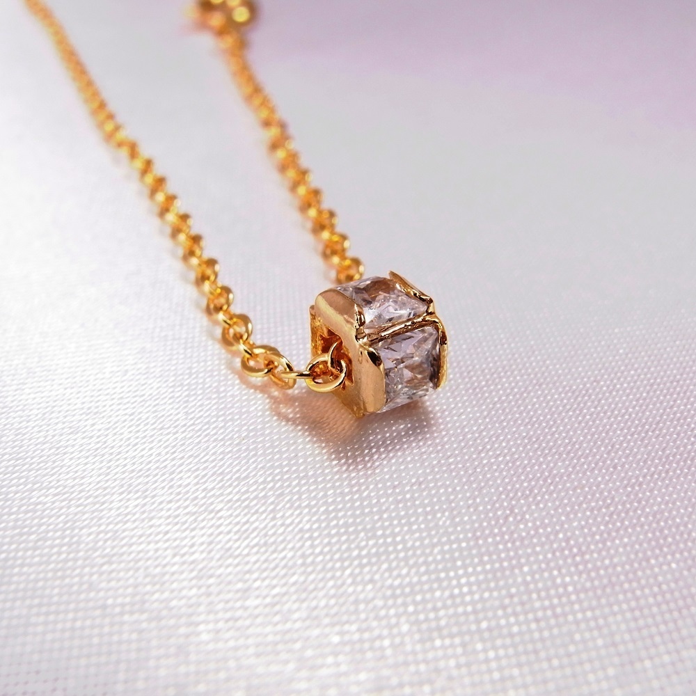 ネックレス K16GP プリティスクエア キュービックジルコニア ANGEL FACTORY lalalady-243