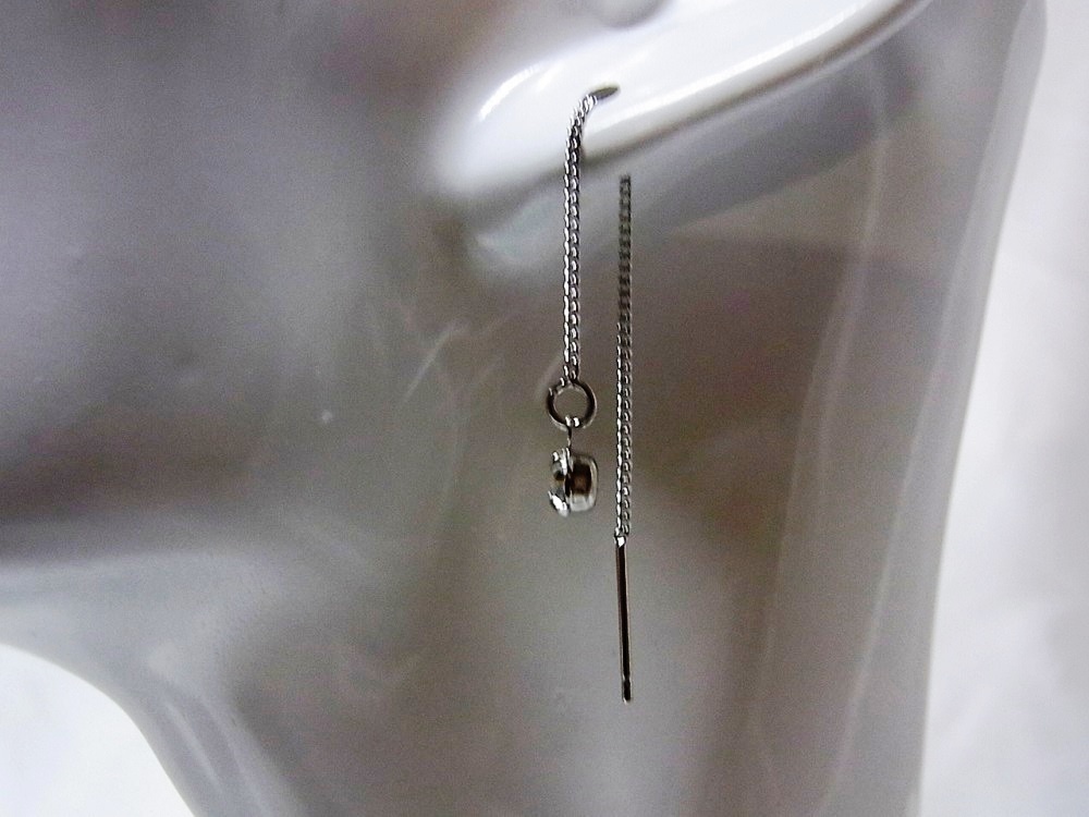 ロングピアス 本ロジューム アメリカンチェーンポスト&4mm ラインストーン ANGEL FACTORY agf-109