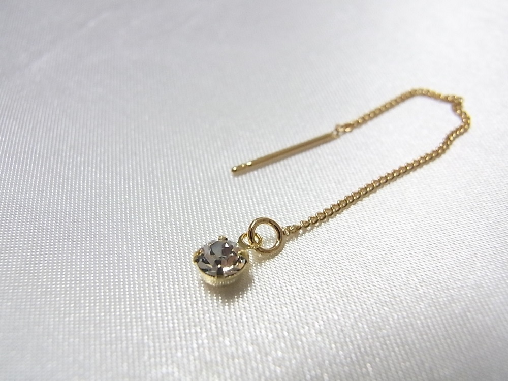 ロングピアス K16GP アメリカンチェーンポスト&4mm ラインストーン ANGEL FACTORY agf-110