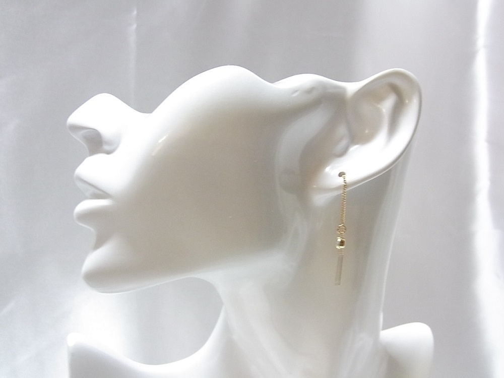 ロングピアス K16GP アメリカンチェーンポスト&4mm ラインストーン ANGEL FACTORY agf-110