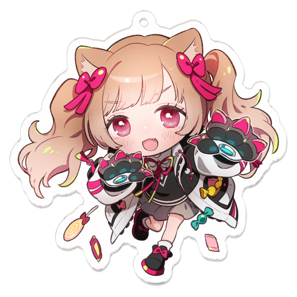 猫々の半年記念アクリルキーホルダー【いつでもあなたをねこぱんち!】