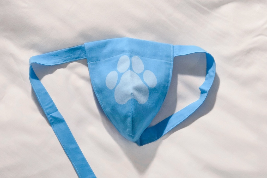 肉球柄黒猫ふんどし(水色)