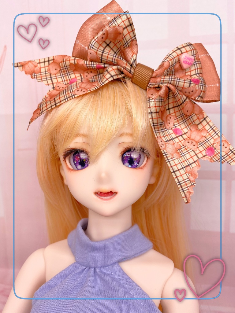 くま柄リボンのヘアクリップ