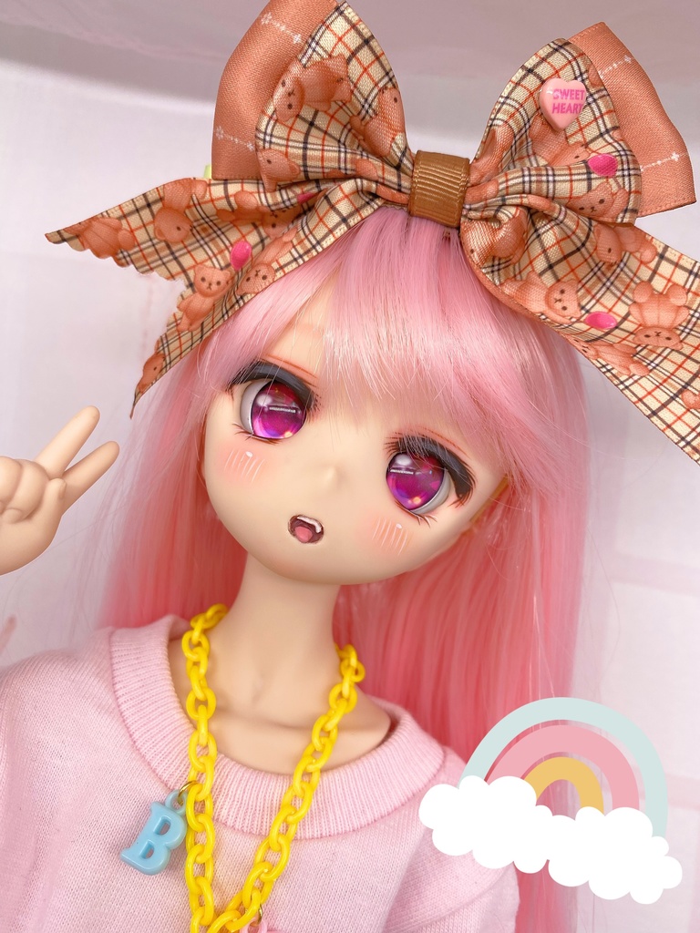 くま柄リボンのヘアクリップ