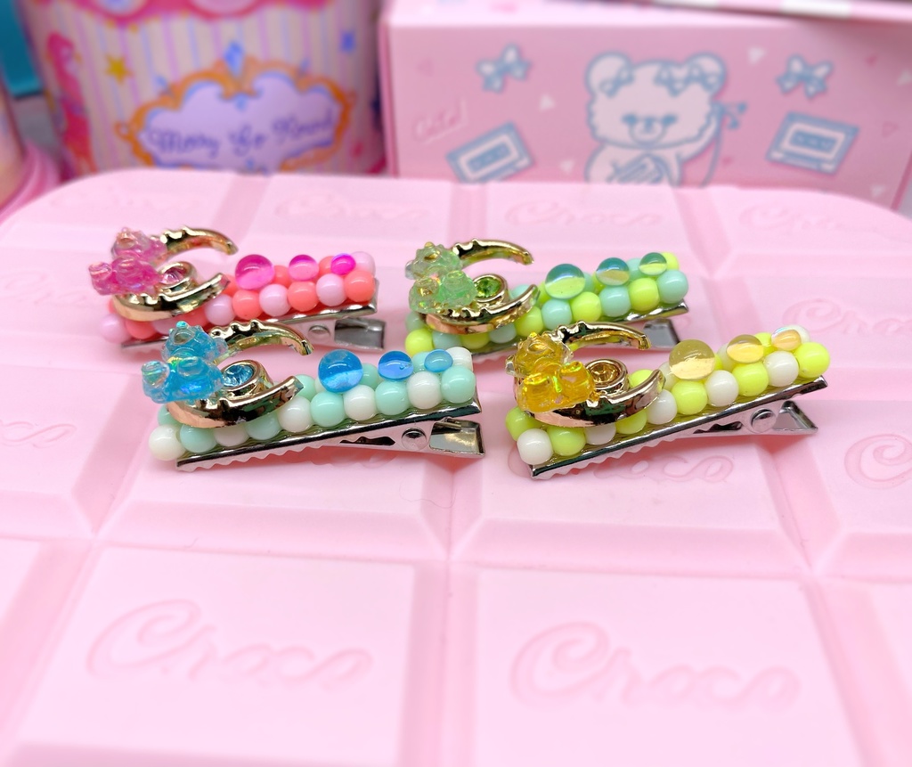 きらきらうるうる月のクマヘアクリップ