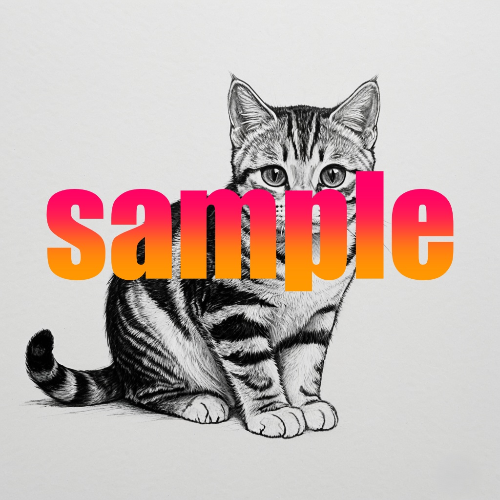 猫アイコン７種類　スケッチ風