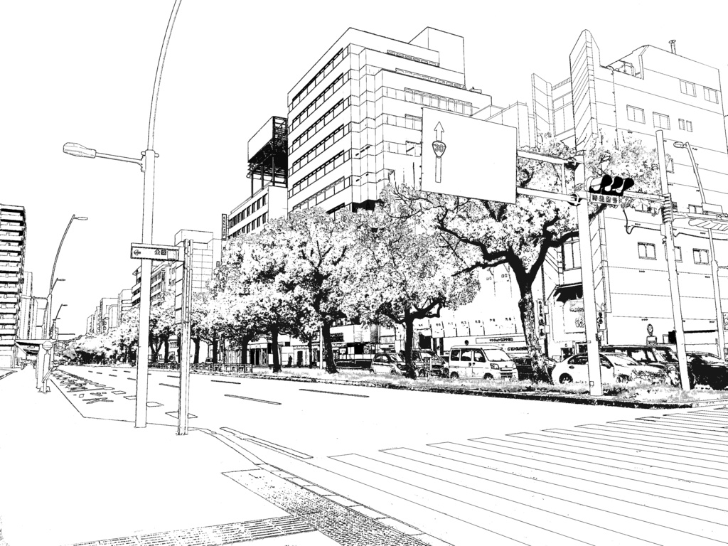 街の風景線画素材 Mudai Booth