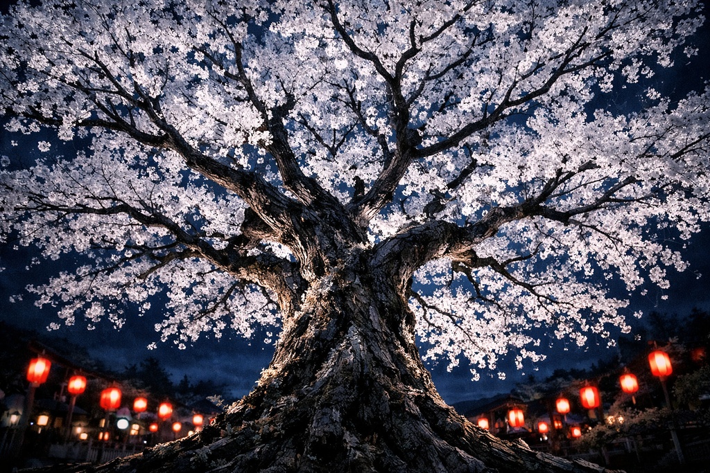 夜桜背景イラスト素材集 Vol.1|1536×1024|Web・TRPG・動画向け(5枚)