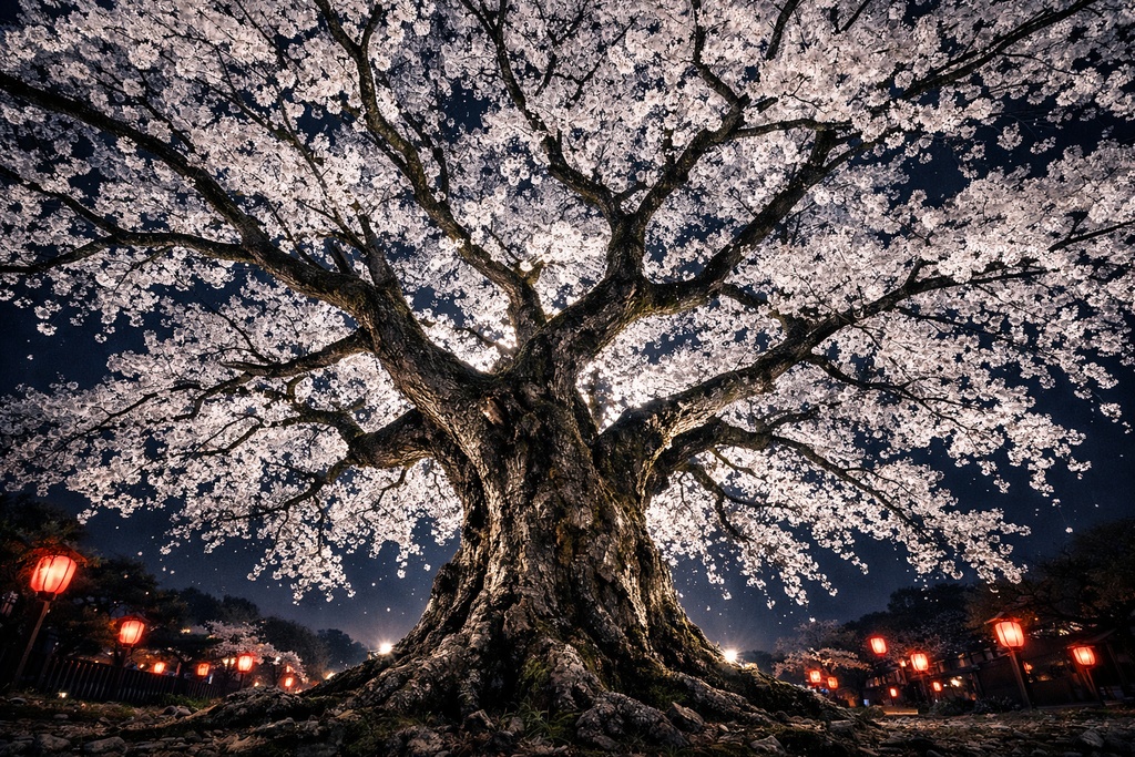 夜桜背景イラスト素材集 Vol.1｜1536×1024｜Web・TRPG・動画向け（5枚）