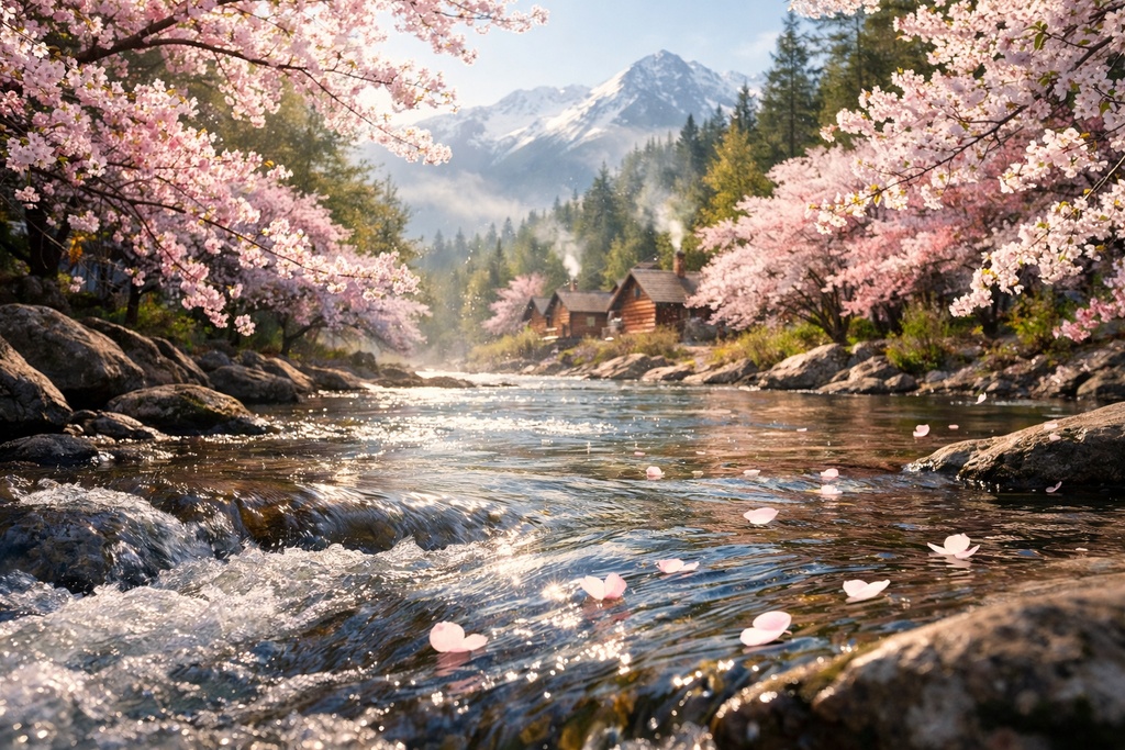 桜景色背景イラスト素材集 Vol.3｜1536×1024｜Web・TRPG・動画向け（5枚）