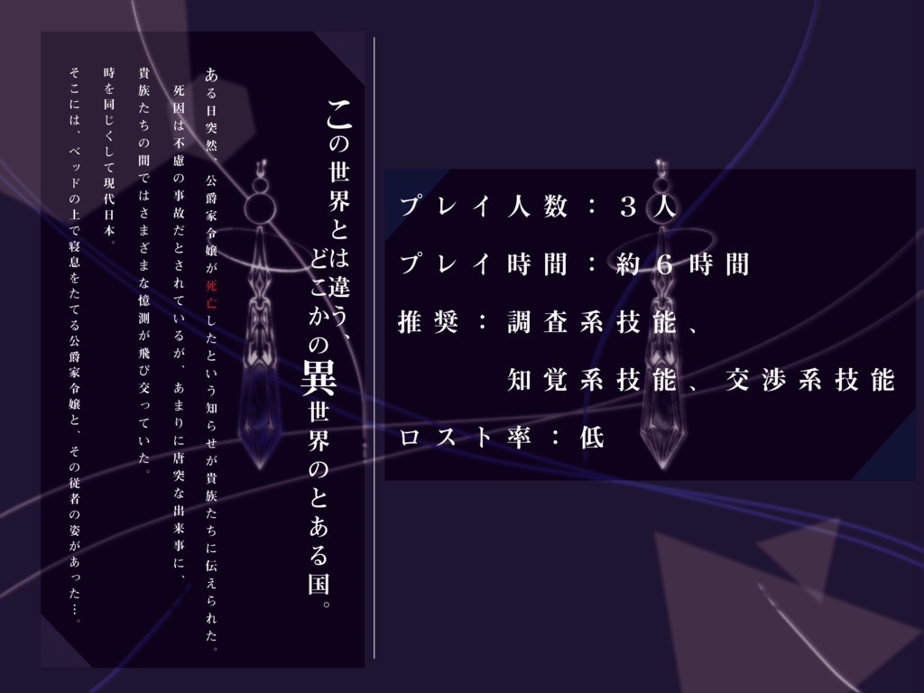 エモクロアTRPG「異世界お嬢様、死んだと思いきや現代日本に召喚される。」