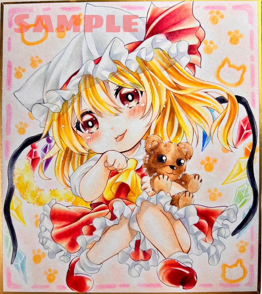 手描きイラスト　直筆原画　東方project フランドール・スカーレット　小色紙