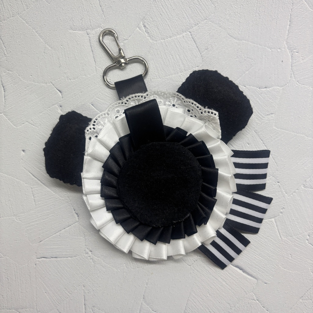 【ロゼット】 白黒 パンダ メイド