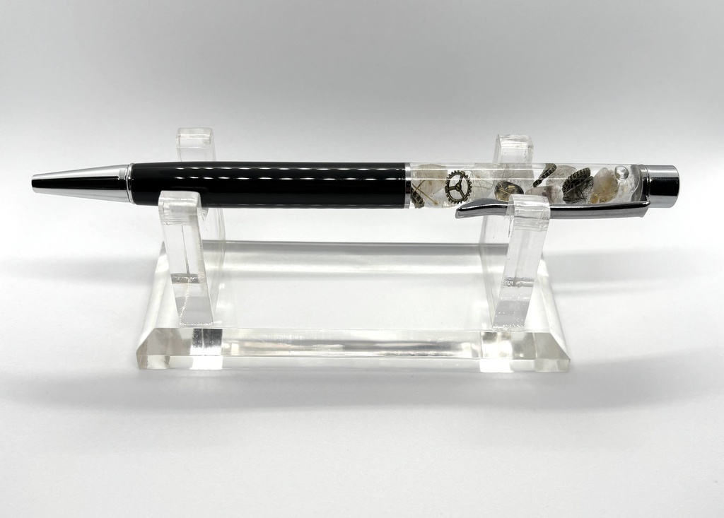 ハーバリウムボールペン 玄 【天然石・メタルパーツ】