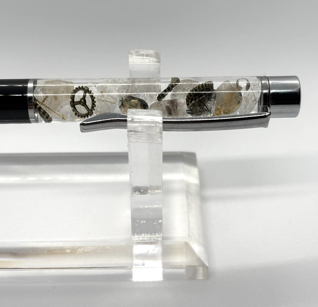 ハーバリウムボールペン 玄 【天然石・メタルパーツ】