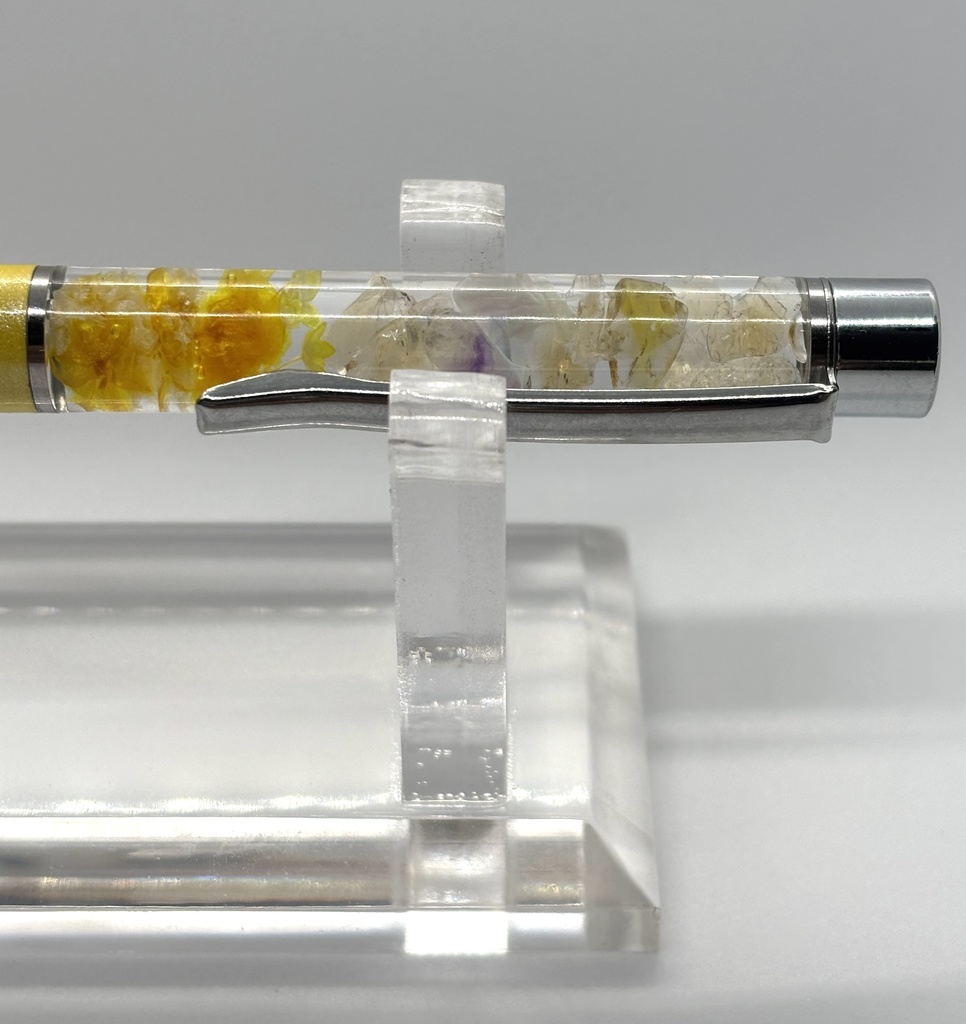 ハーバリウムボールペン 檸檬 【天然石・ドライフラワー】