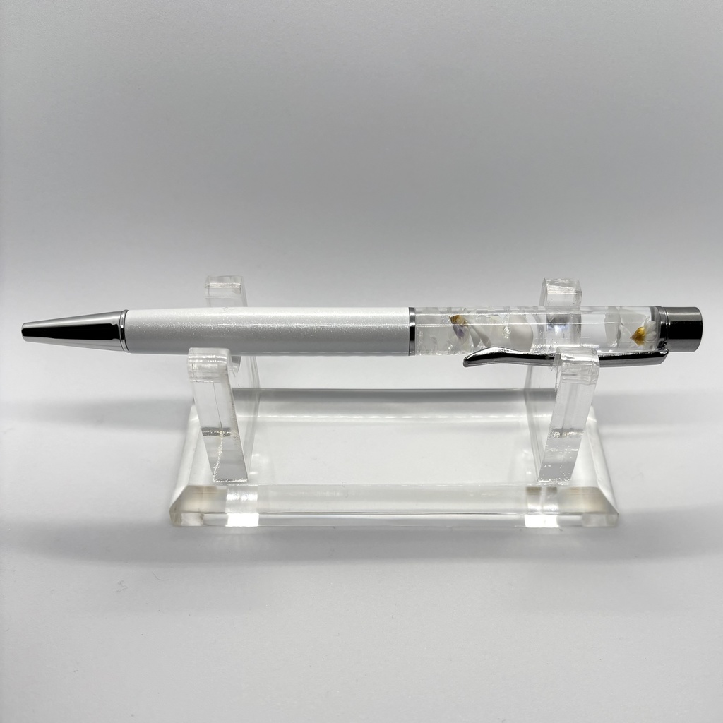 ハーバリウムボールペン　皓　【天然石・ドライフラワー】