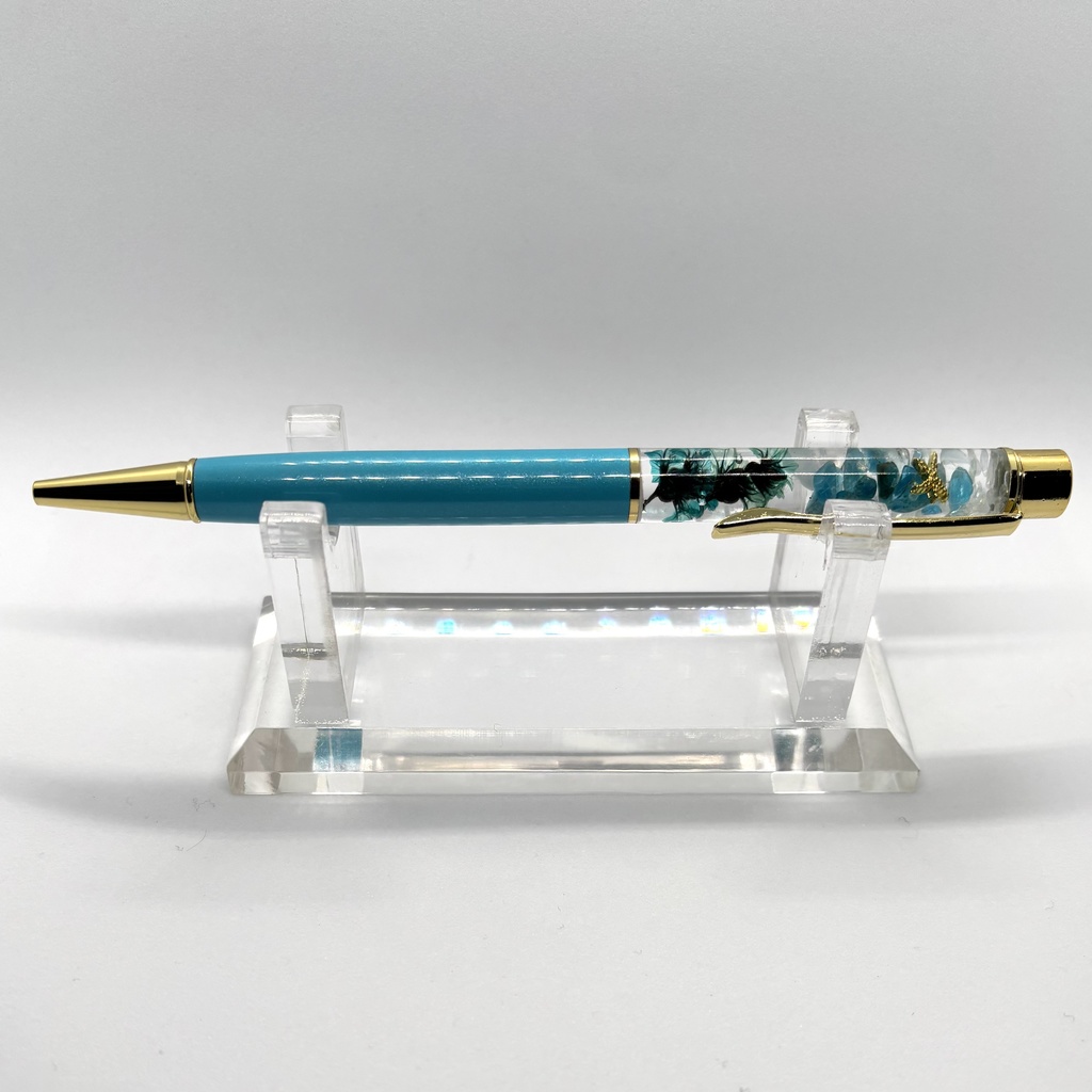 ハーバリウムボールペン 縹 【天然石・ドライフラワー】