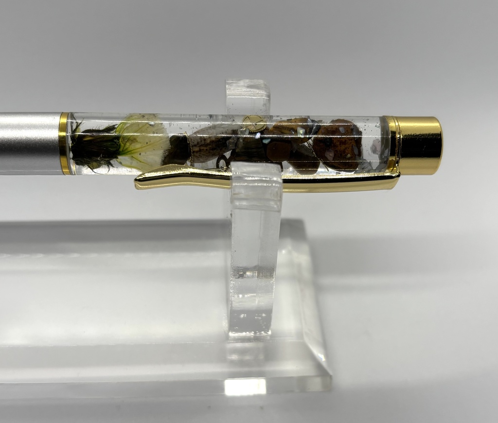 ハーバリウムボールペン 錫 【天然石・ドライフラワー】