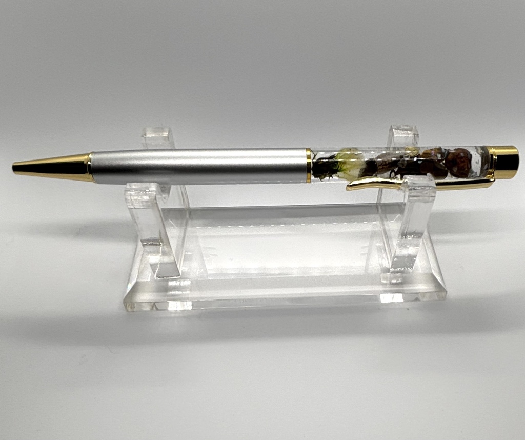 ハーバリウムボールペン 錫 【天然石・ドライフラワー】