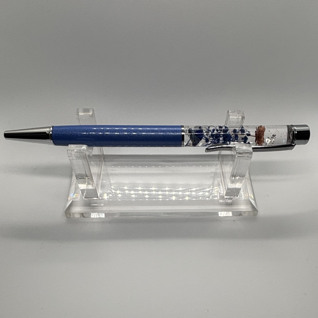 ハーバリウムボールペン 蒼 【天然石・ドライフラワー】