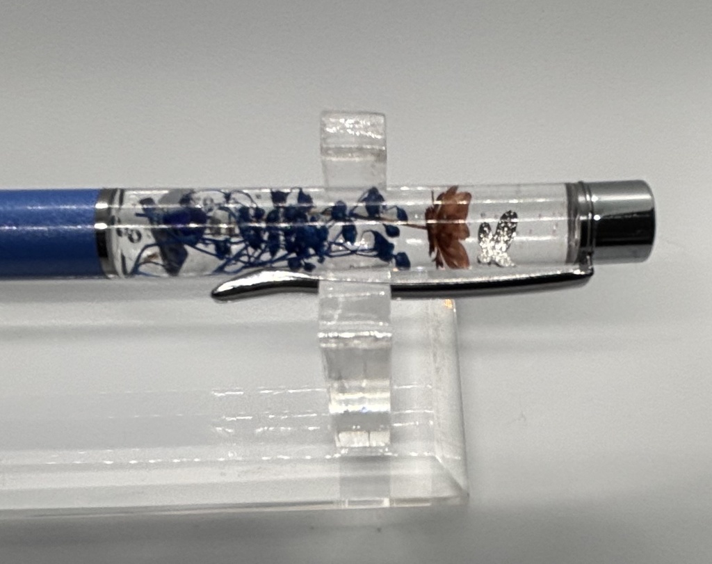 ハーバリウムボールペン 蒼 【天然石・ドライフラワー】