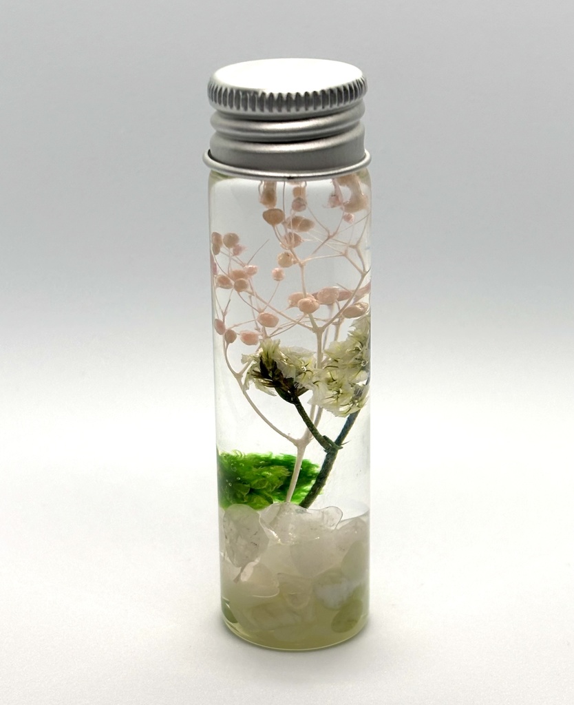 ハーバリウムボトル　咲　【天然石・ドライフラワー】