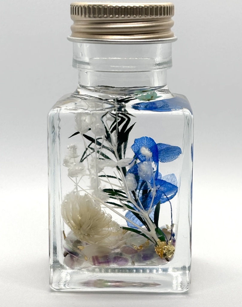 ハーバリウムボトル　清　【天然石・ドライフラワー】