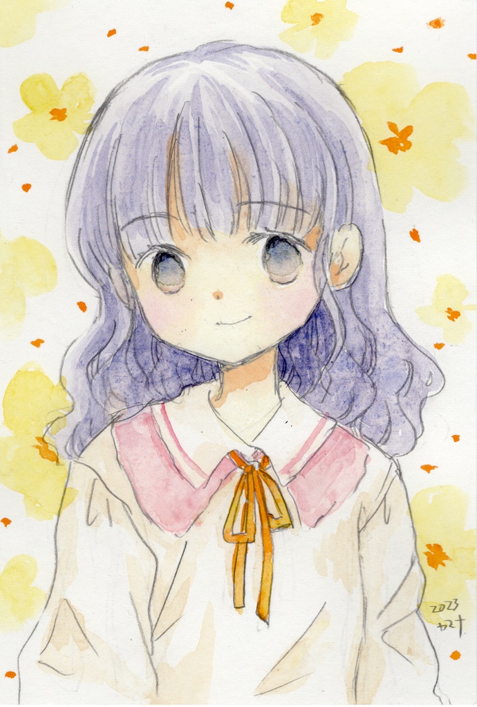 【水彩イラスト】ピンクの襟元