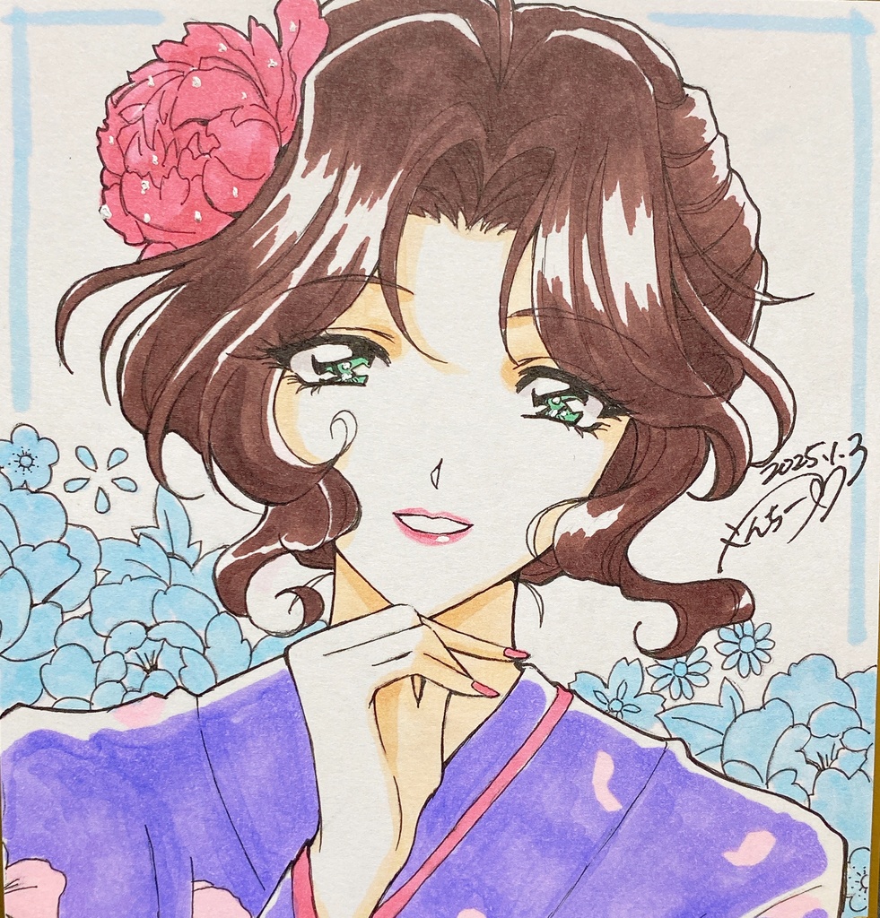お正月 葵 色紙(小)