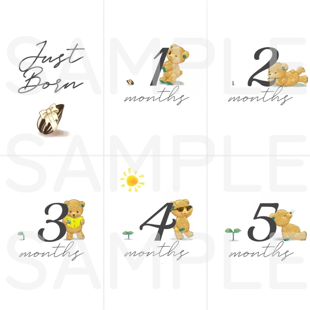 【ダウンロード】マンスリーカード(はがきサイズ) 成長記録付き