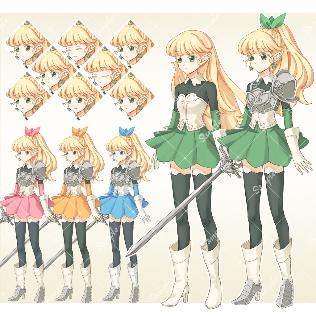 【立ち絵素材】001とんがり耳の少女剣士