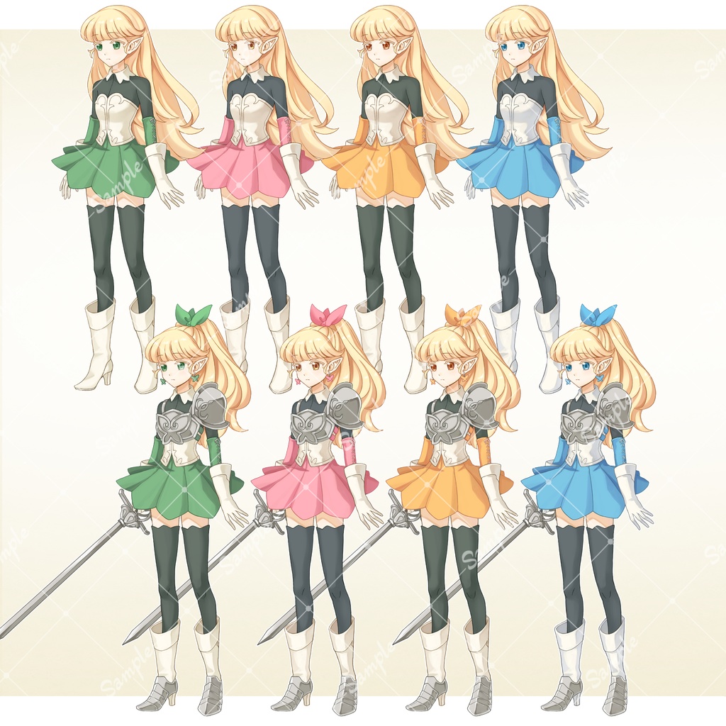 【立ち絵素材】001とんがり耳の少女剣士