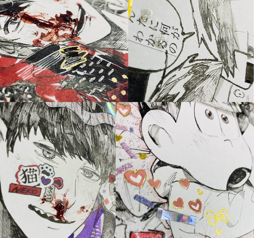 【原画セット】ラメアクリルキーホルダー おそ一/二人遺影